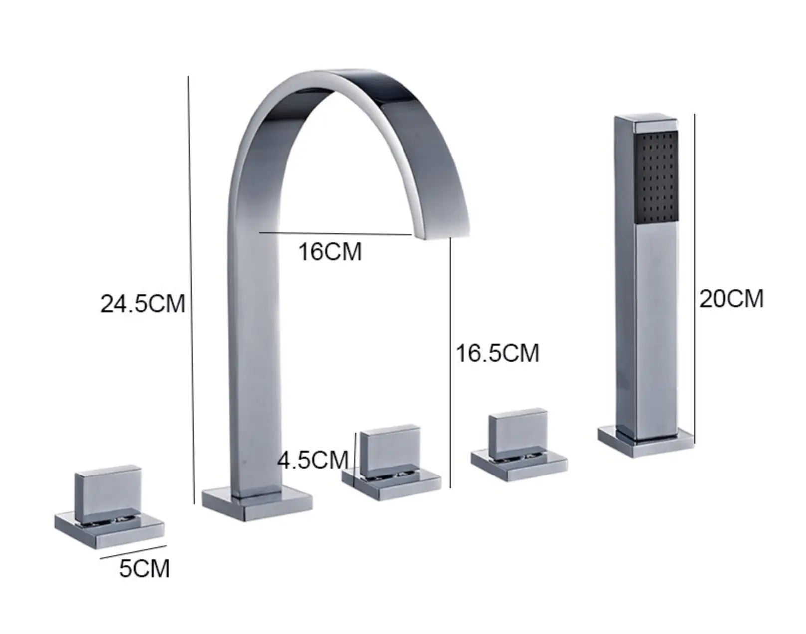 SaniSupreme Badkraan San Marino bad inbouw - opbouw mengkraan model met handdouche chroom