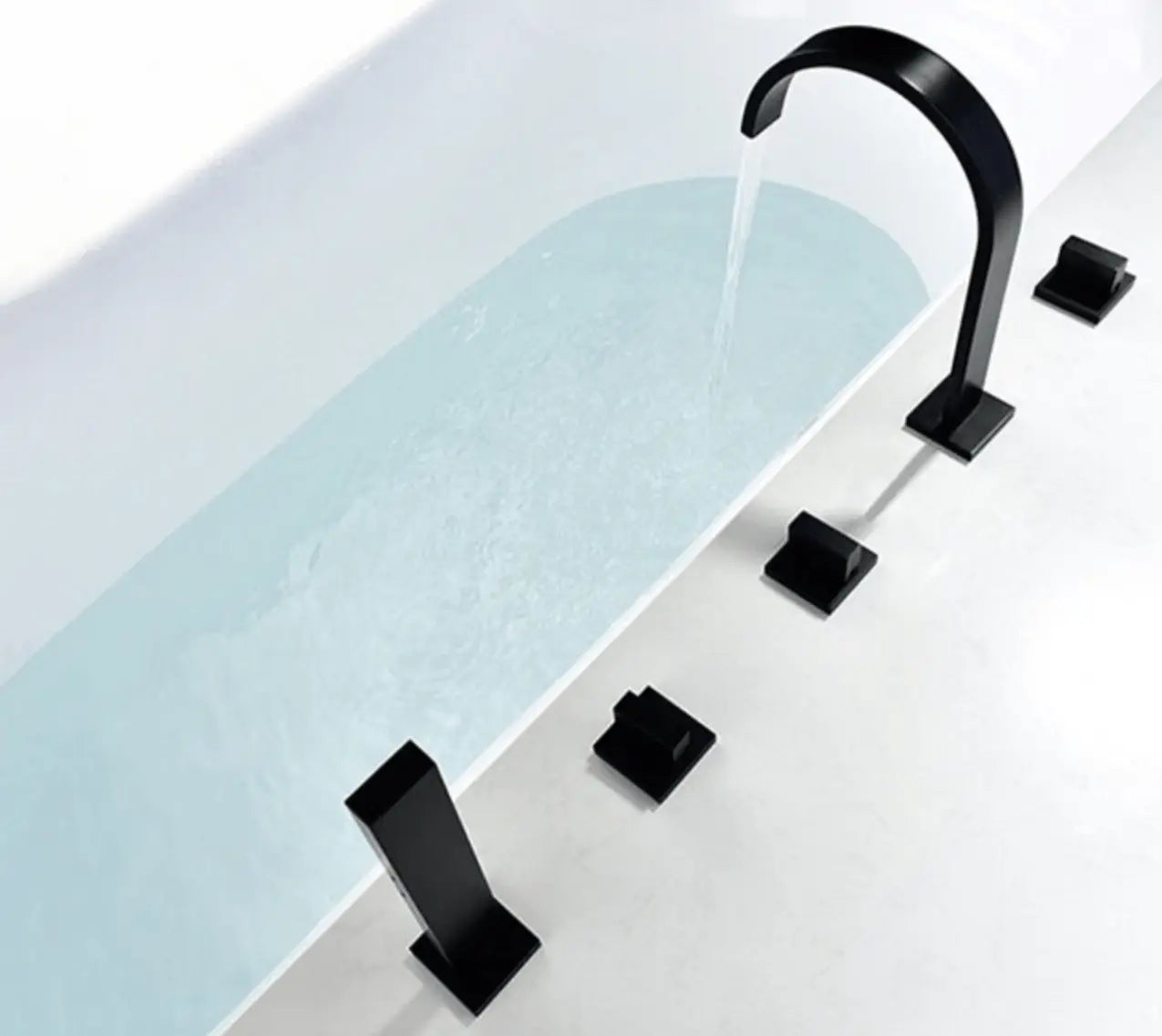 SaniSupreme Badkraan San Marino bad inbouw - opbouw mengkraan model met handdouche mat zwart