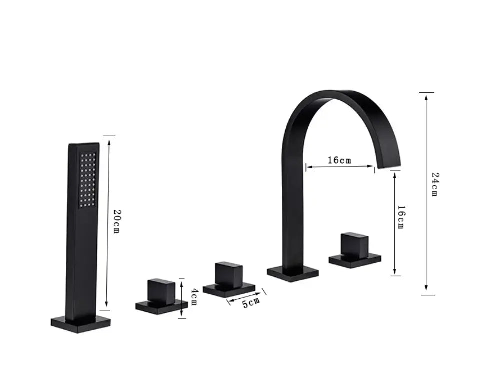SaniSupreme Badkraan San Marino bad inbouw - opbouw mengkraan model met handdouche mat zwart