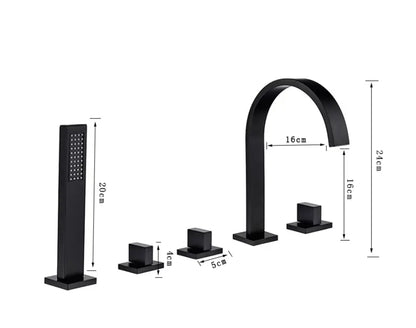 SaniSupreme Badkraan San Marino bad inbouw - opbouw mengkraan model met handdouche mat zwart