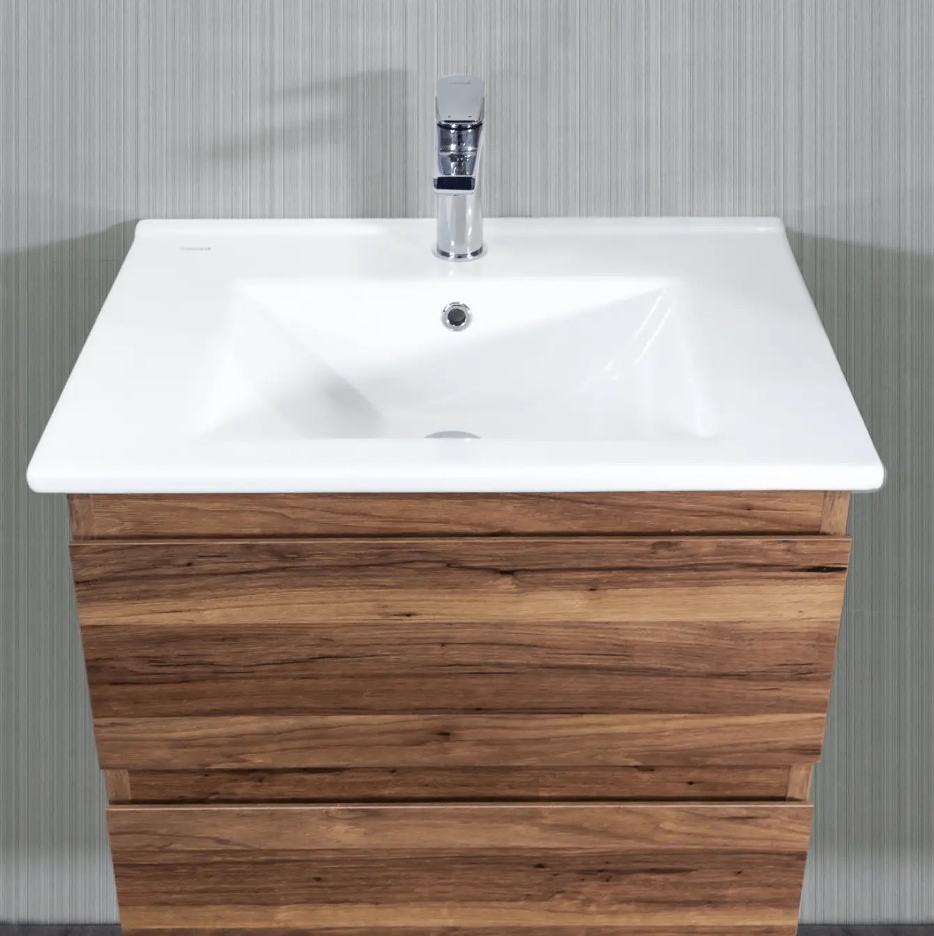 SaniSupreme® Badmeubel Monaco 120 Eiken keramische dubbele wastafel wit