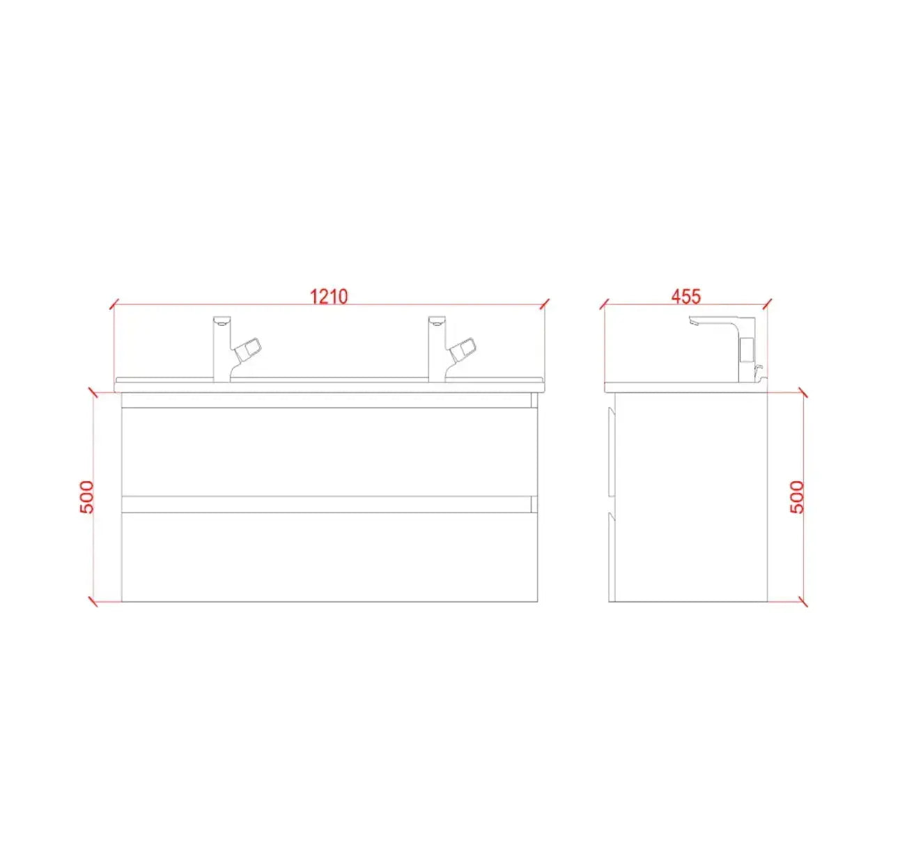 SaniSupreme® Badmeubel Salou 120 Donker Eiken dubbele wastafel keramisch wit