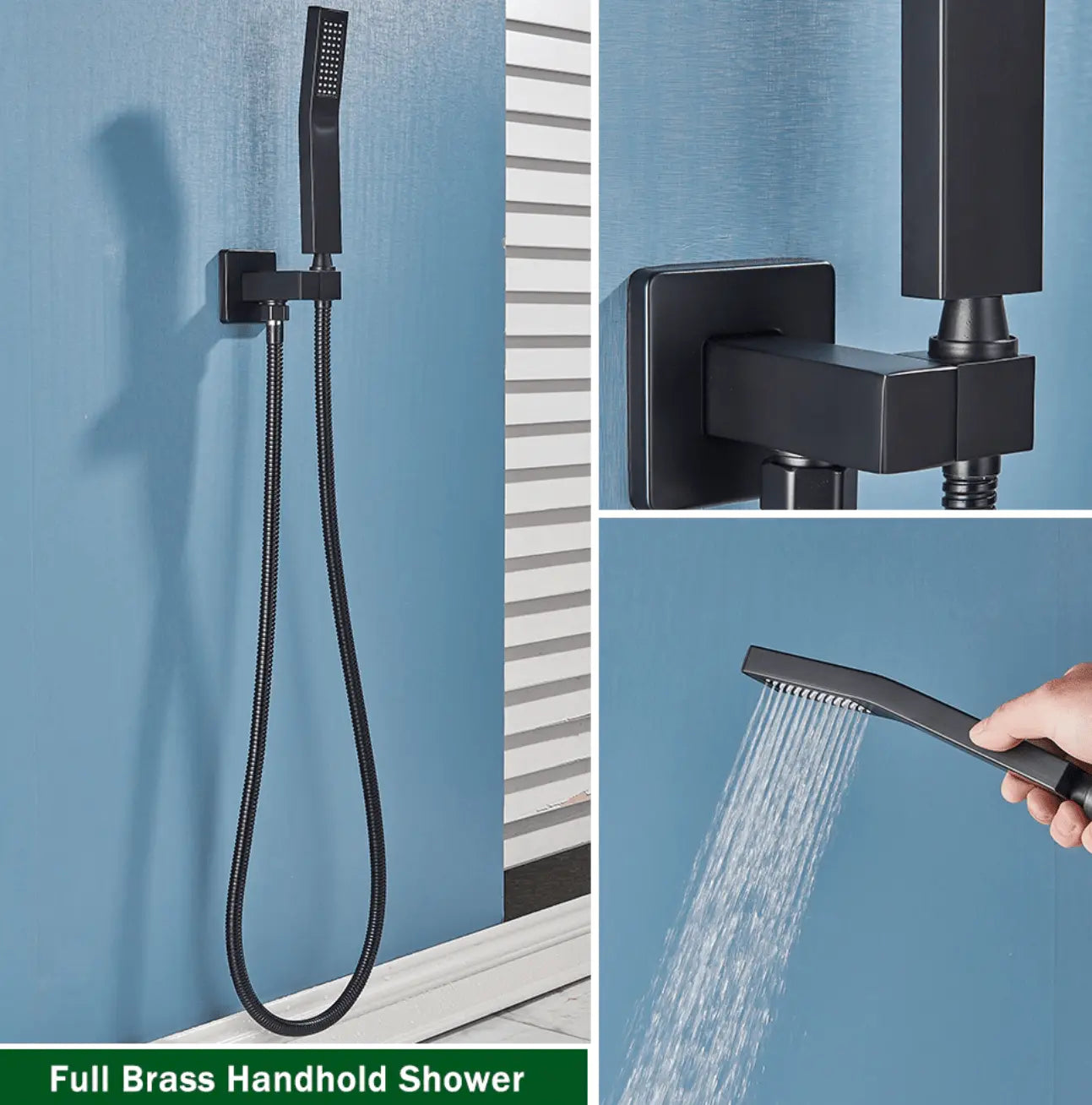 SaniSupreme® Blackline Thermostatisch 2 weg inbouwsysteem 50 cm Plafond Regendouche