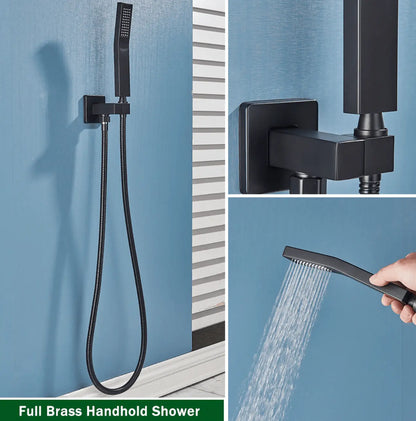 SaniSupreme® Blackline Thermostatisch 2 weg inbouwsysteem 50 cm Plafond Regendouche