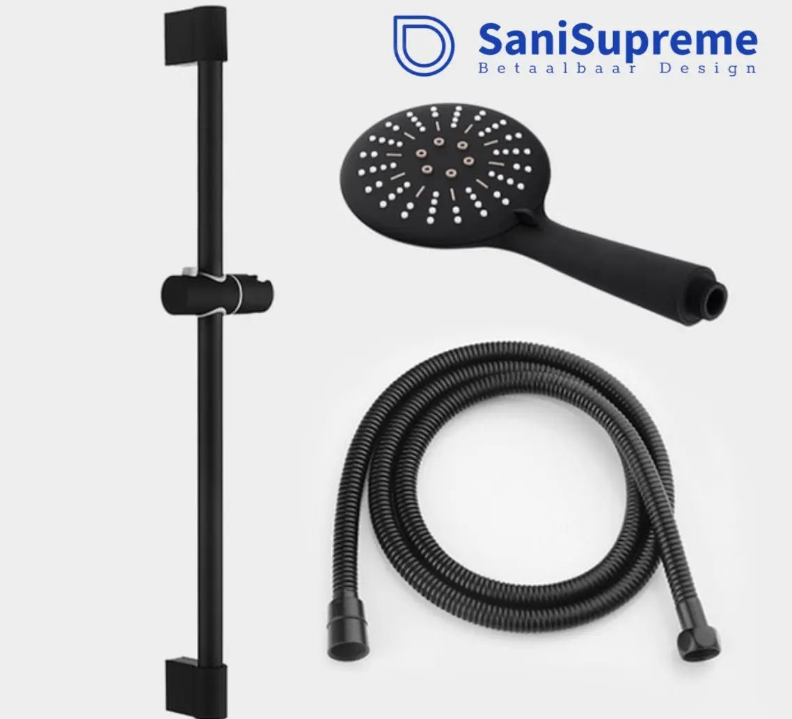 SaniSupreme® Bolivia aluminium wandstang los mat zwart (zonder handdouche en slang)