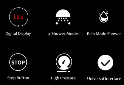 SaniSupreme Bologna waterbesparende Handdouche met Led display en 4 functies zwart