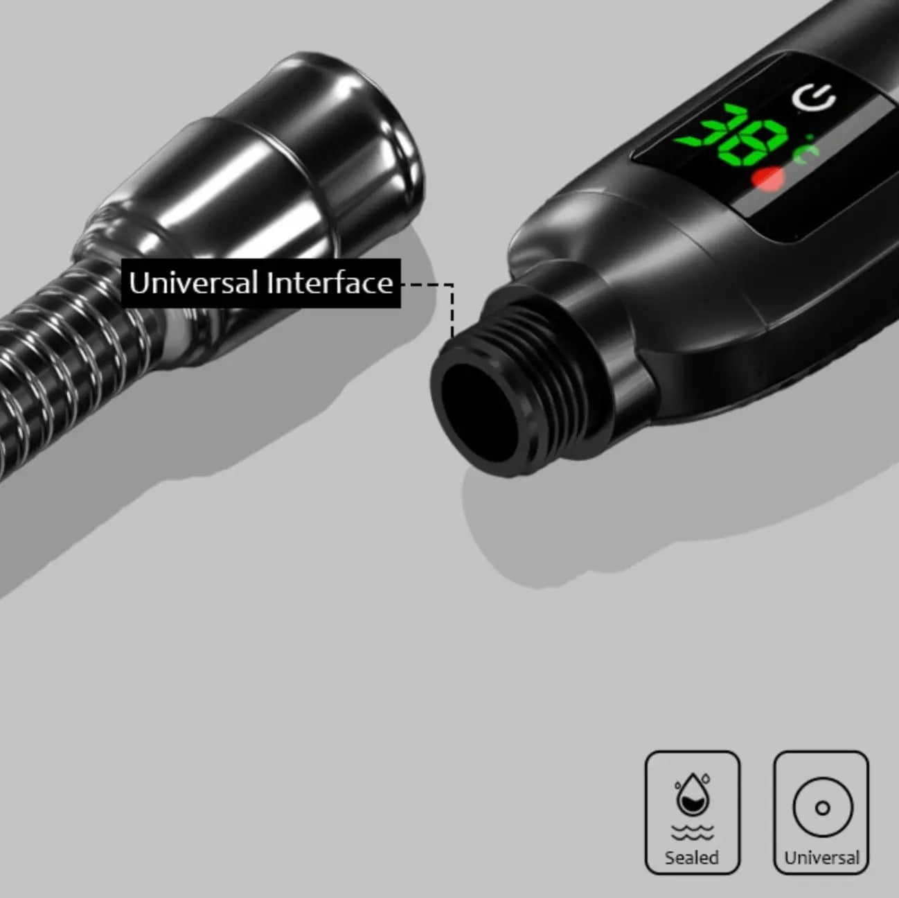 SaniSupreme Bologna waterbesparende Handdouche met Led display en 4 functies zwart