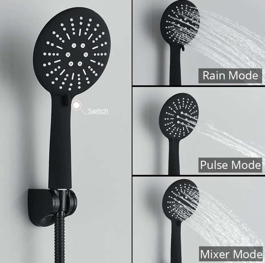 SaniSupreme Brasil doucheset 5 inch opbouw met ronde handdouche mat zwart rond