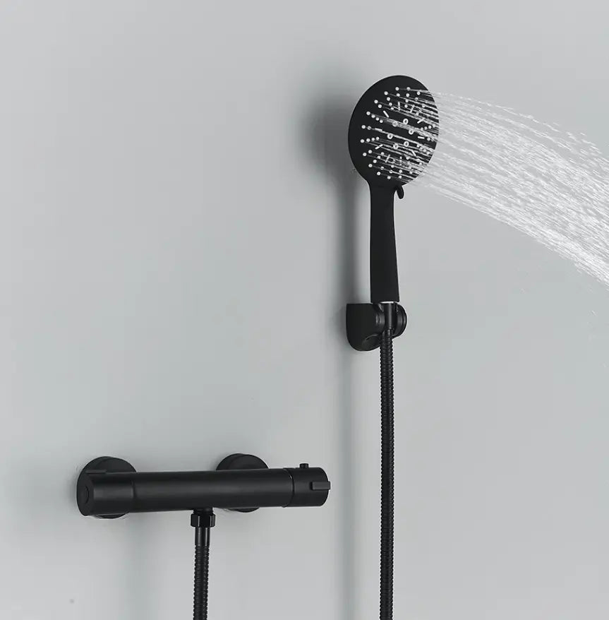 SaniSupreme Brasil doucheset 5 inch opbouw met ronde handdouche mat zwart rond