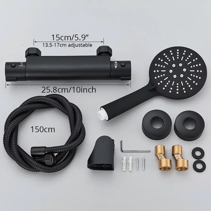 SaniSupreme Brasil doucheset 5 inch opbouw met ronde handdouche mat zwart rond