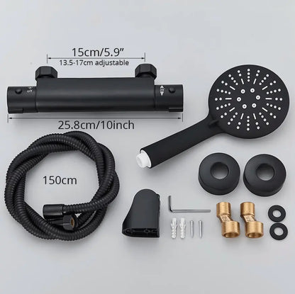 SaniSupreme Brasil doucheset 5 inch opbouw met ronde handdouche mat zwart rond