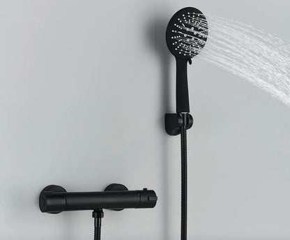 SaniSupreme Brasil doucheset 5 inch opbouw met ronde handdouche mat zwart rond