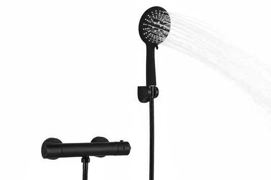 SaniSupreme Brasil doucheset 5 inch opbouw met ronde handdouche mat zwart rond