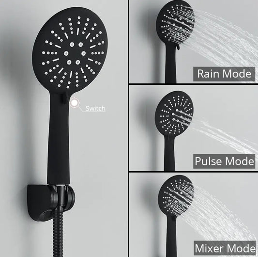 SaniSupreme Brasil Handdouche inclusief doucheslang en wandhouder mat zwart rond 5 inch