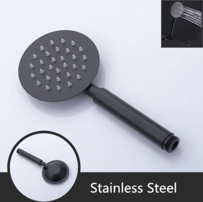 SaniSupreme Brasil handdouche rond zwart RVS 4 inch