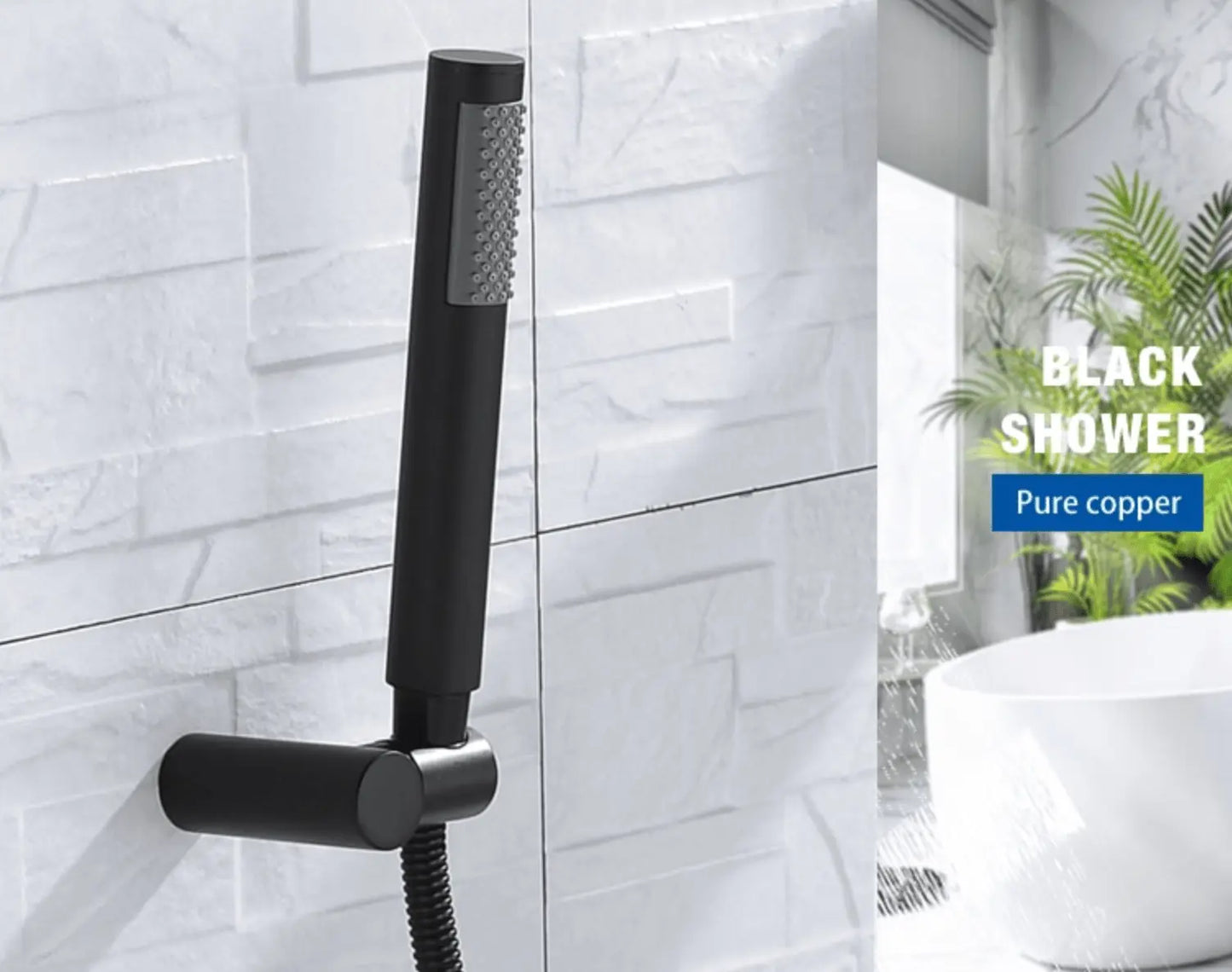 SaniSupreme Brasil handdouche smal recht rond RVS luxe zware kwaliteit mat zwart