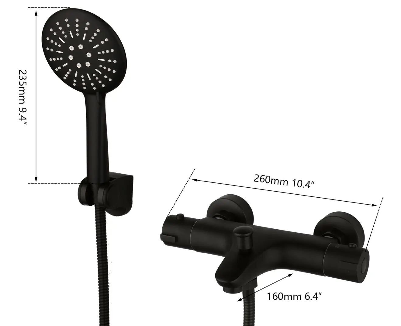 SaniSupreme Brasil opbouw bad doucheset met handdouche 5 inch mat zwart rond