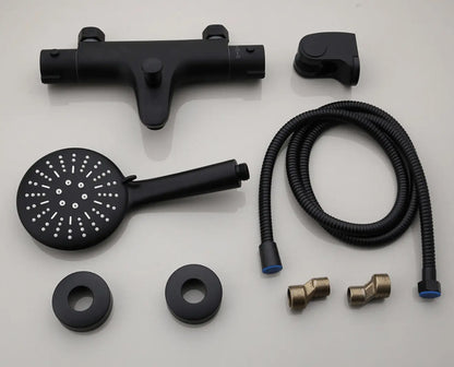 SaniSupreme Brasil opbouw bad doucheset met handdouche 5 inch mat zwart rond