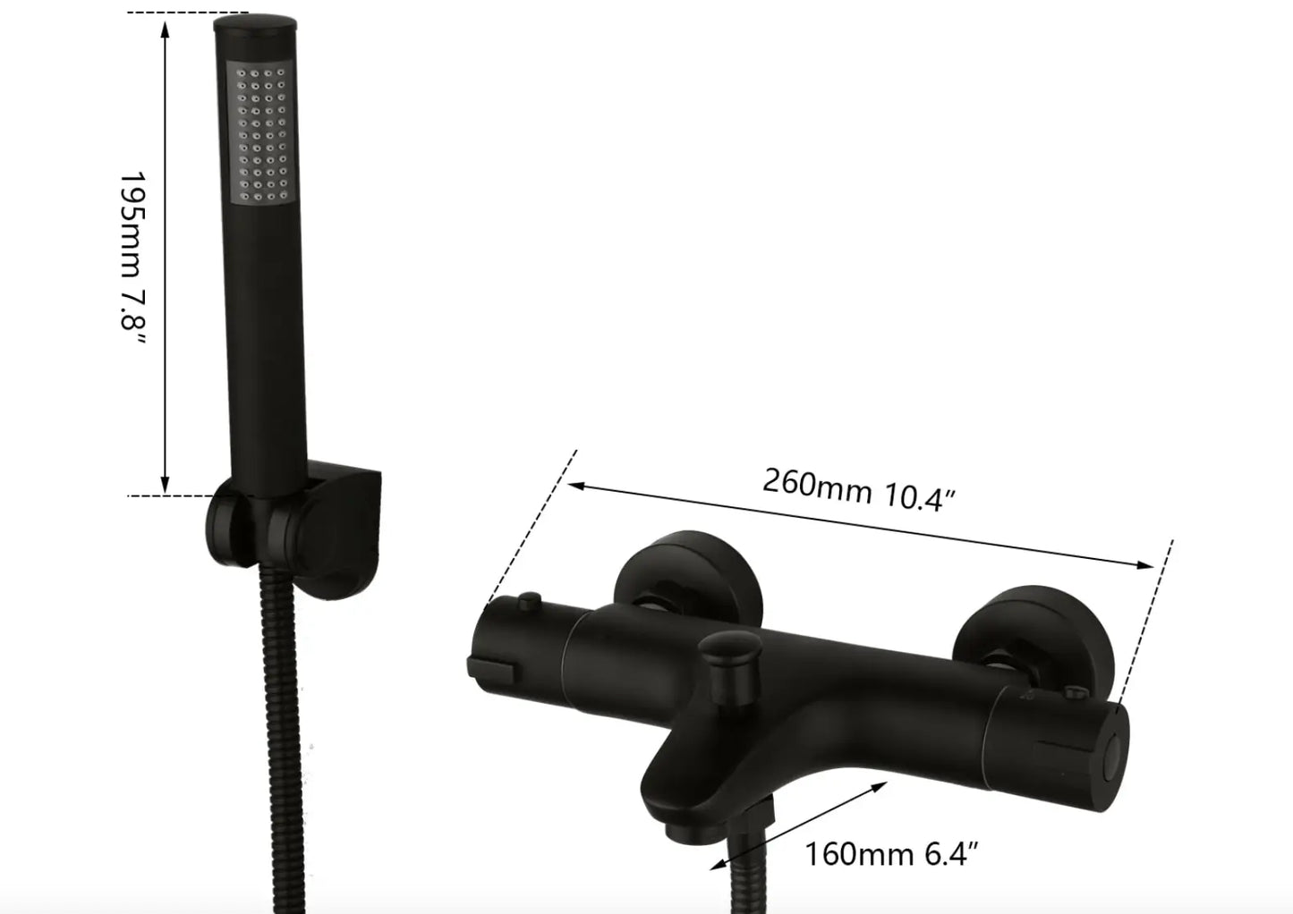 SaniSupreme Brasil opbouw bad doucheset met smalle uitvoering handdouche mat zwart staafmodel
