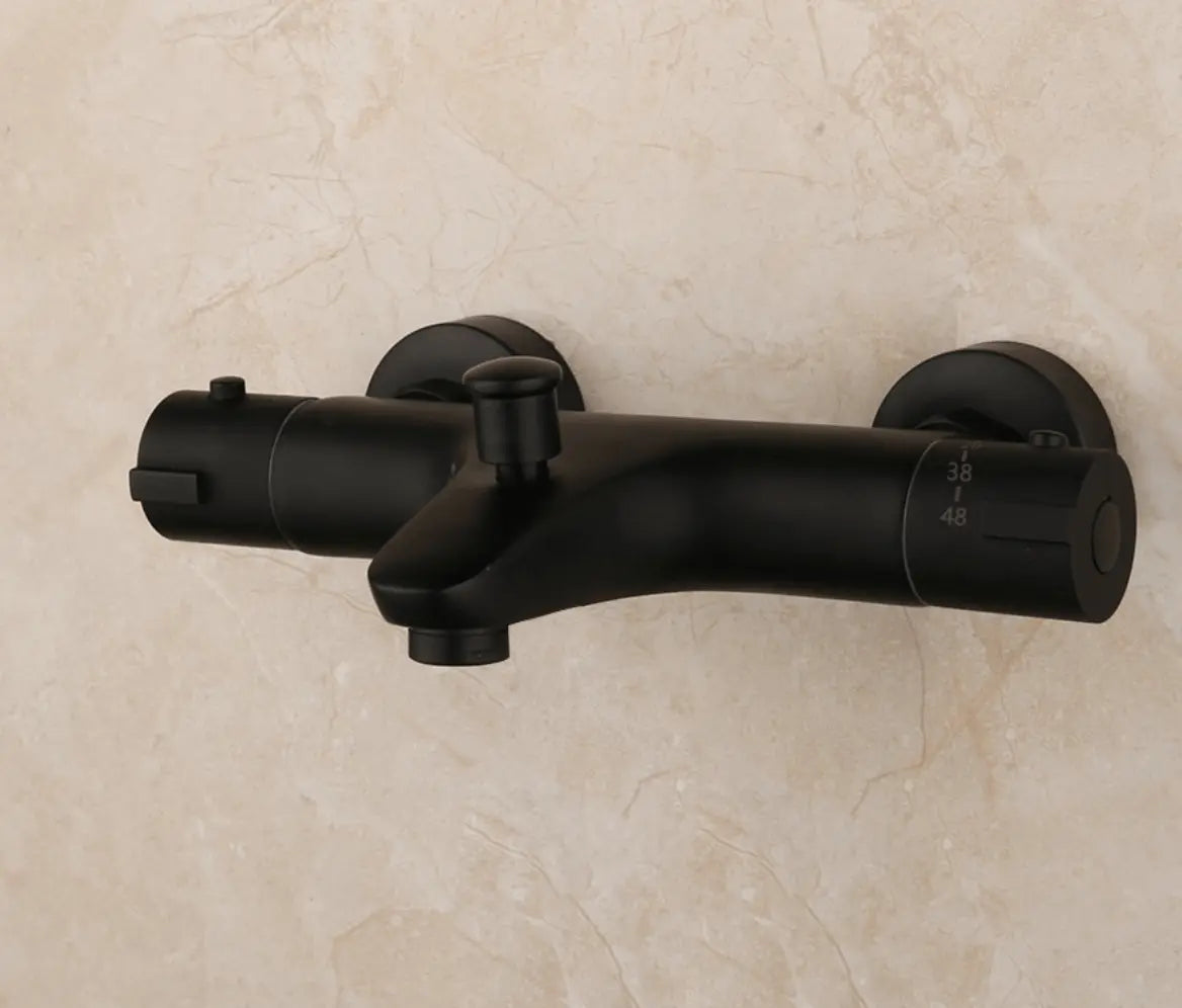 SaniSupreme Brasil opbouw bad doucheset met smalle uitvoering handdouche mat zwart staafmodel