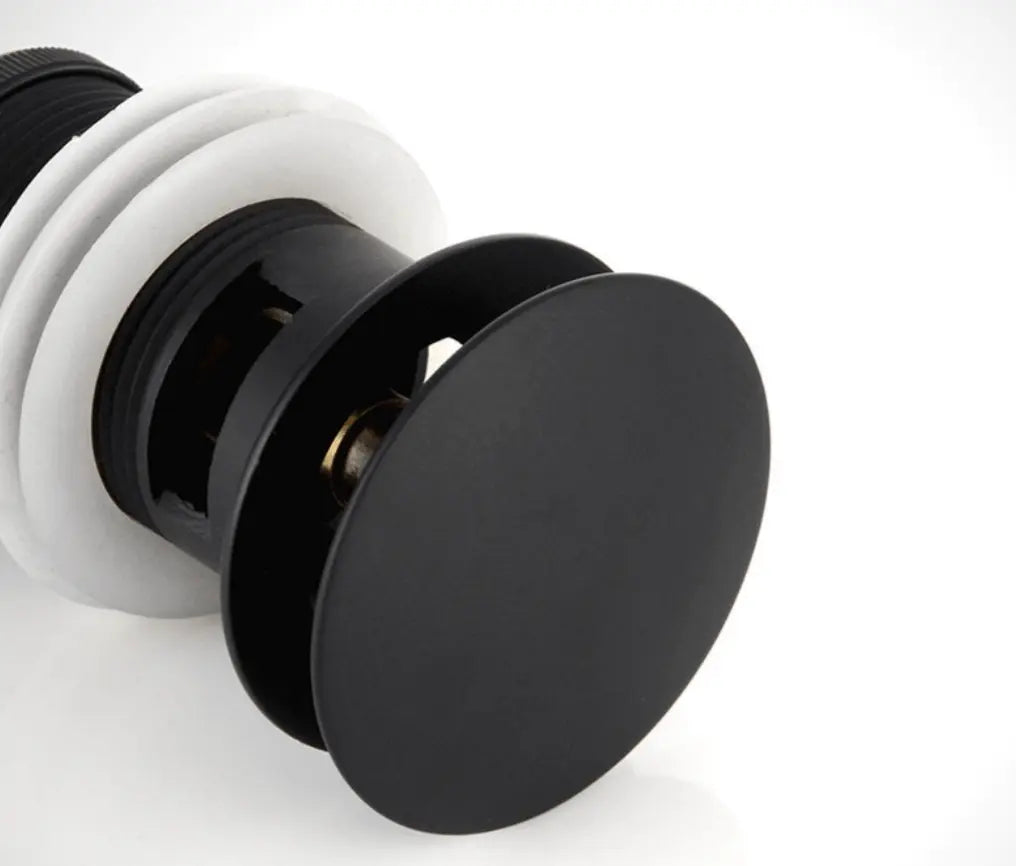 SaniSupreme Bundel Premium Afvoerplug Wastafelplug Clickwaste + overloopplug Mat zwart ontluchtingoverloopplug