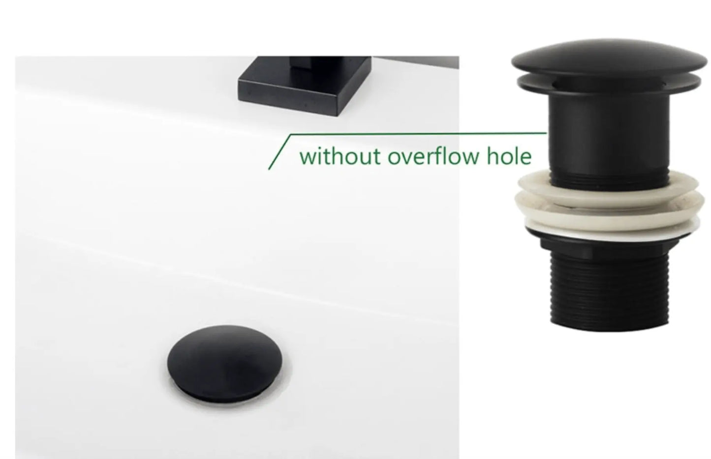 SaniSupreme Bundel Premium Afvoerplug Wastafelplug Clickwaste + overloopplug Mat zwart ontluchtingoverloopplug