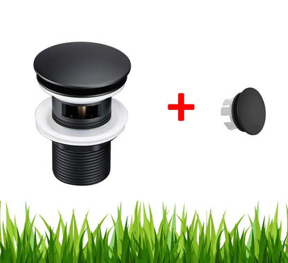 SaniSupreme Bundel Premium Afvoerplug Wastafelplug Clickwaste + overloopplug Mat zwart ontluchtingoverloopplug