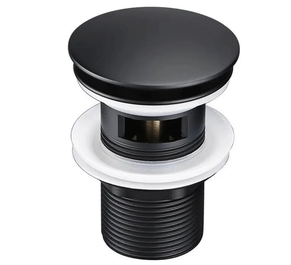 SaniSupreme Bundel Premium Afvoerplug Wastafelplug Clickwaste + overloopplug Mat zwart ontluchtingoverloopplug