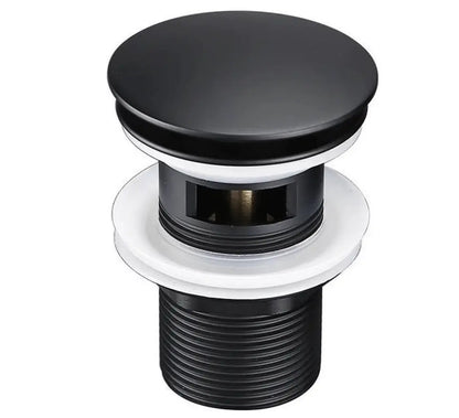 SaniSupreme Bundel Premium Afvoerplug Wastafelplug Clickwaste + overloopplug Mat zwart ontluchtingoverloopplug