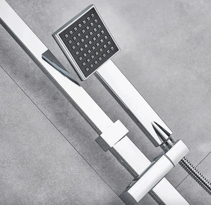 SaniSupreme California Premium opbouw bad doucheset met baduitloop 4 weg 30 cm. regendouche chroom vierkant