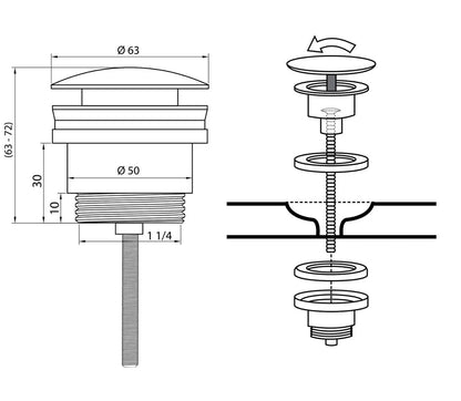 Sanisupreme Clickwaste afvoerplug Differenz mat zwart