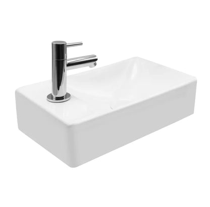 SaniSupreme Creavit Aloni fontein Pisa 37,5x22cm - glans wit - kraangat links