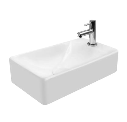 SaniSupreme Creavit Aloni fontein Pisa 37,5x22cm - glans wit - kraangat rechts