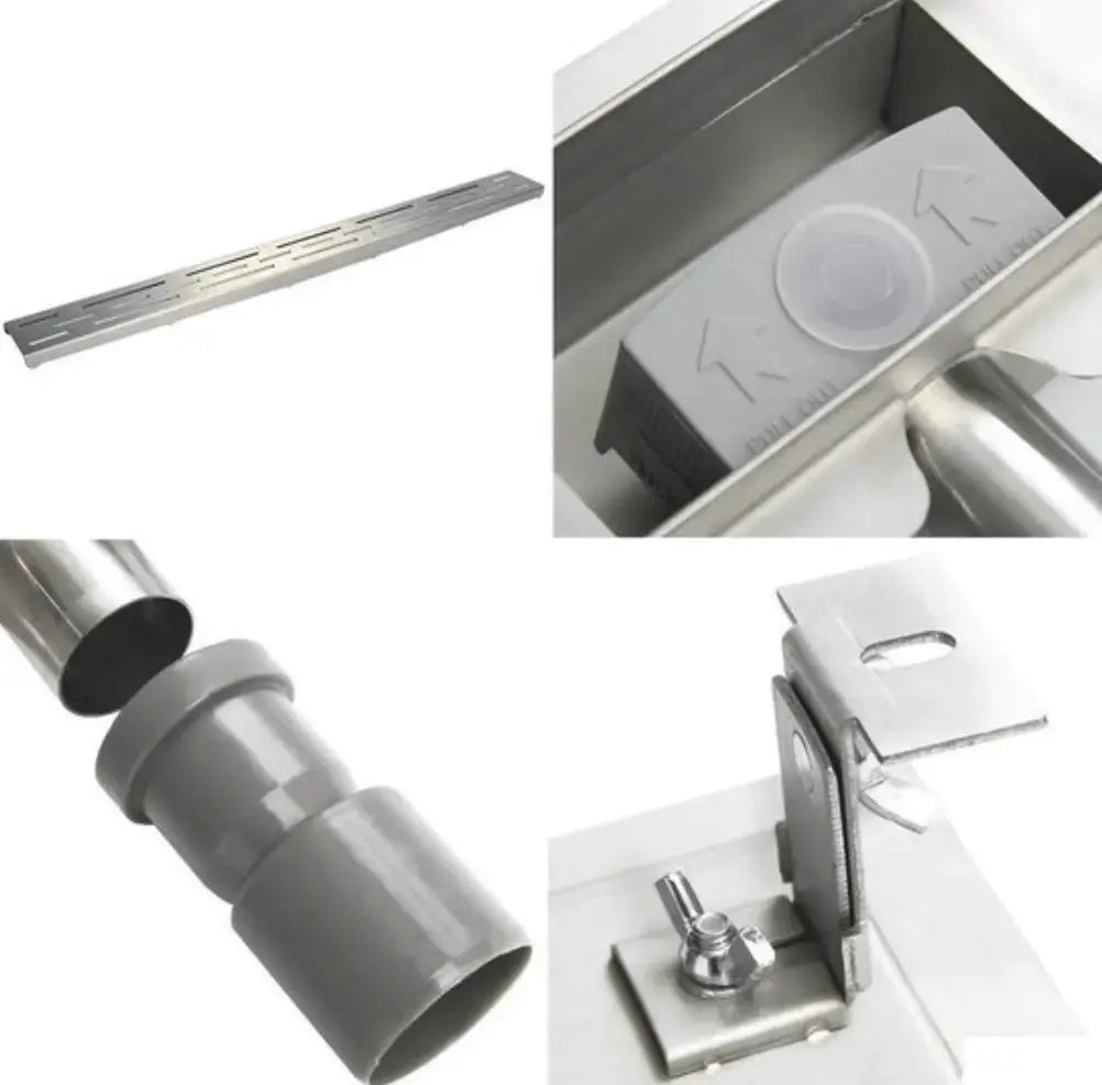 SaniSupreme Creavit RVS Douchedrain GOUD BRUSH met Flens 100 cm - Douchegoot uitneembaar sifon