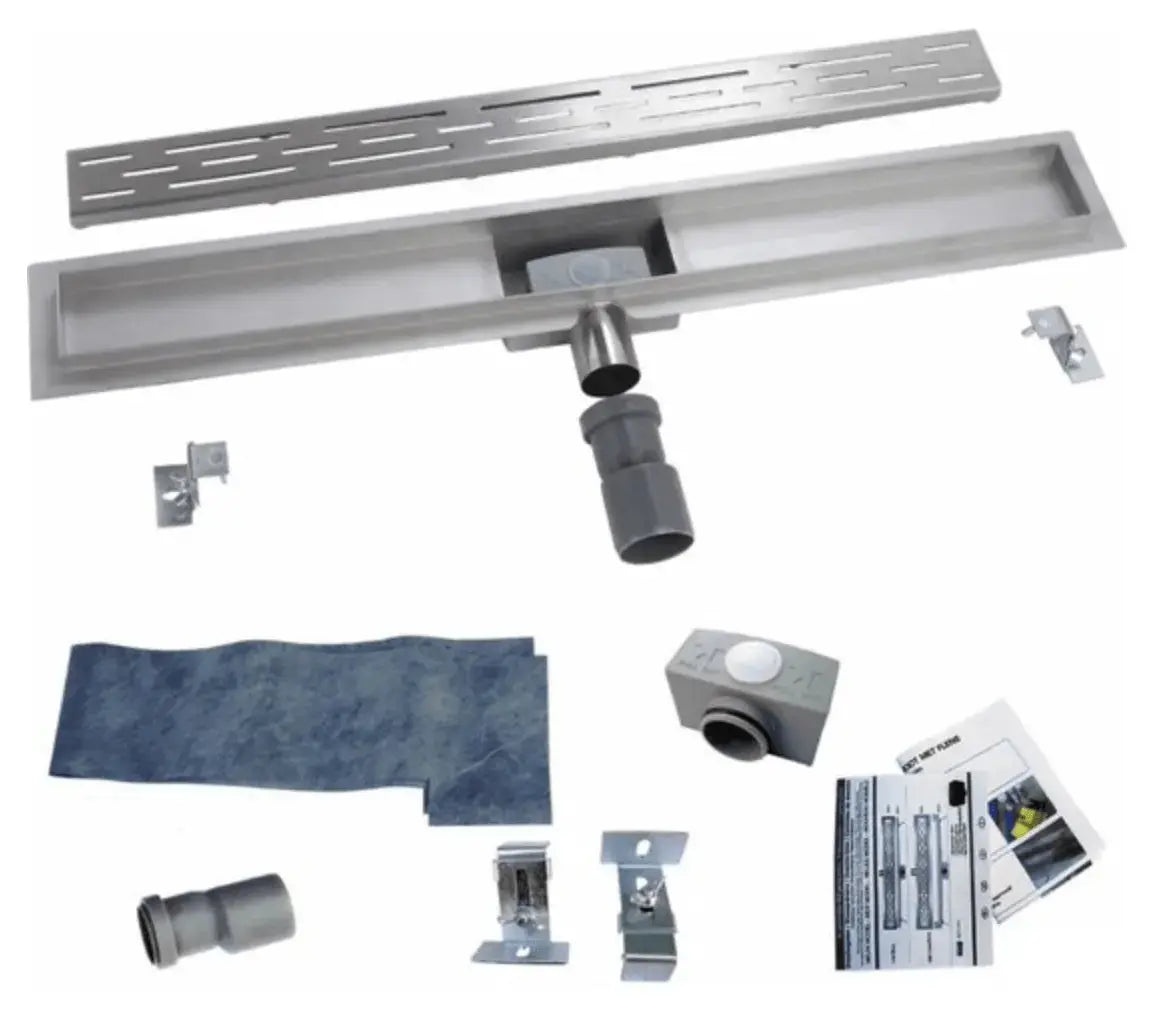 SaniSupreme Creavit RVS Douchedrain GOUD BRUSH met Flens 100 cm - Douchegoot uitneembaar sifon