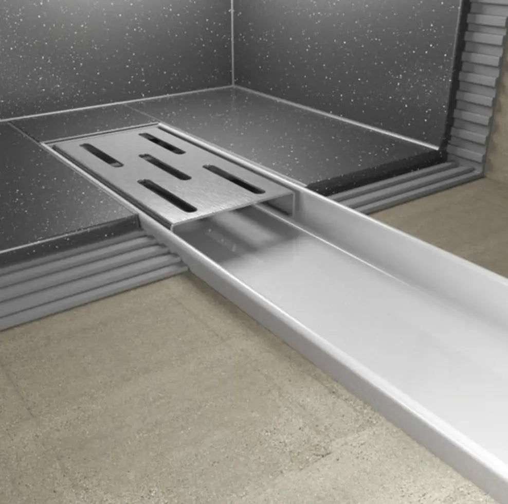 SaniSupreme Creavit RVS Douchedrain GOUD BRUSH met Flens 50 cm - Douchegoot uitneembaar sifon