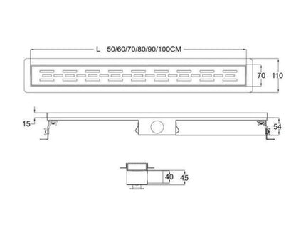 SaniSupreme Creavit RVS Douchedrain GUNMETAL met Flens 100 cm - Douchegoot uitneembaar sifon
