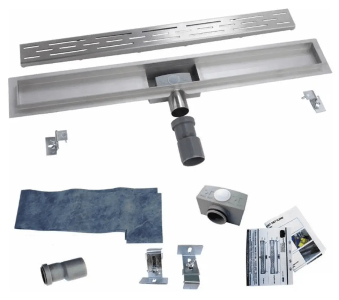 SaniSupreme Creavit RVS Douchedrain KOPER BRUSH met Flens 50 cm - Douchegoot uitneembaar sifon