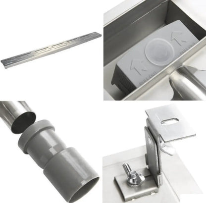 SaniSupreme Creavit RVS Douchedrain KOPER BRUSH met Flens 60 cm - Douchegoot uitneembaar sifon