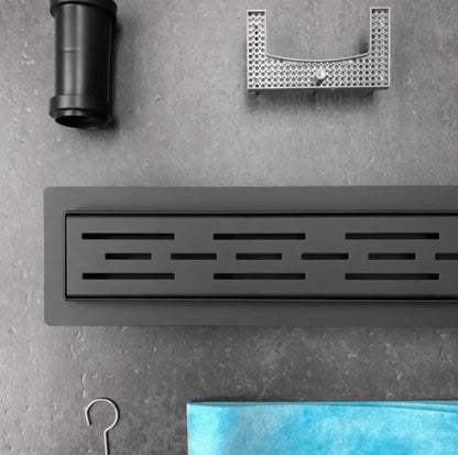 SaniSupreme Creavit RVS Douchedrain Mat Zwart met Flens 100 cm - Douchegoot uitneembaar sifon