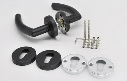 SaniSupreme deurkruk, deurgreep, complete set (2 stuks) met slotgaten en materiaal mat zwart