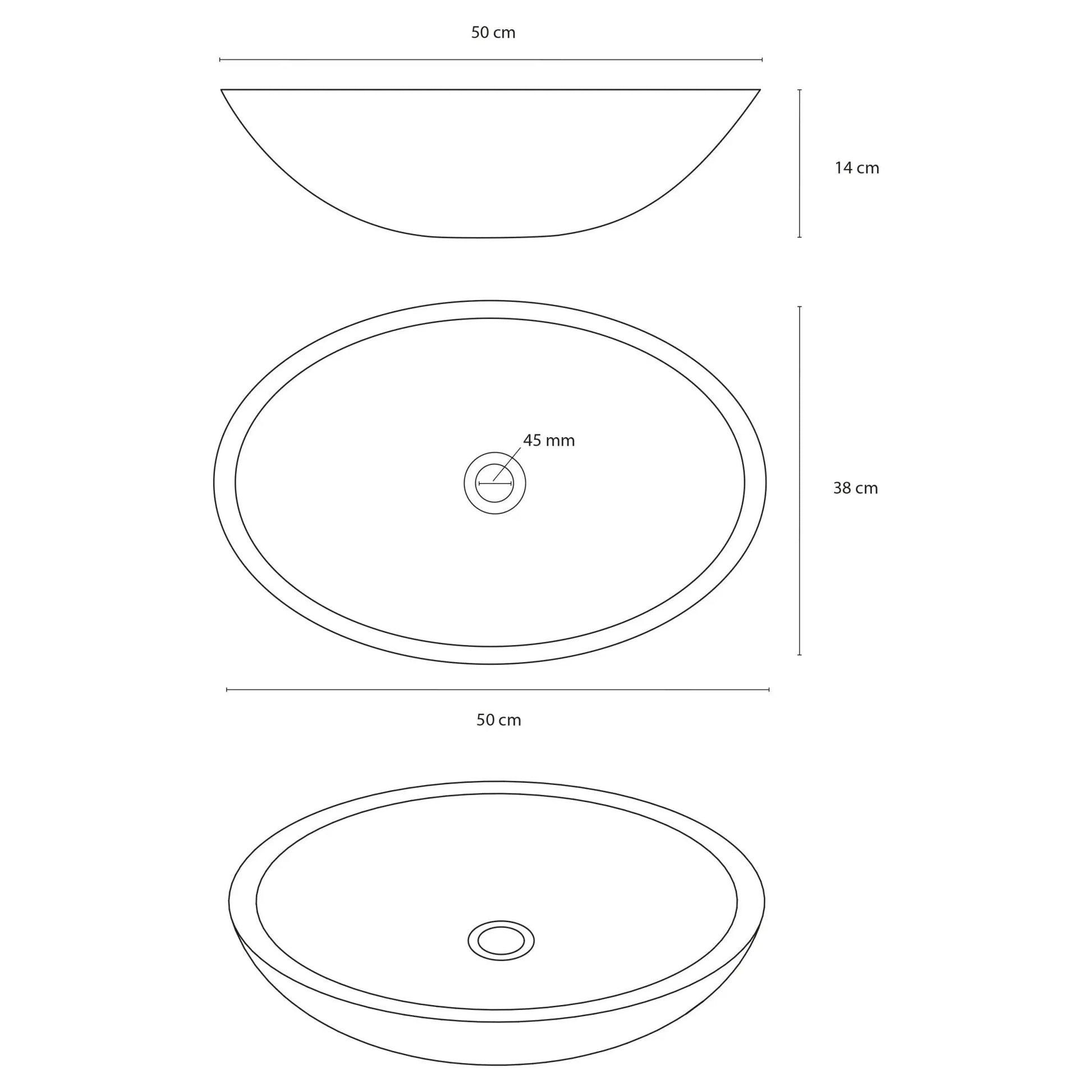 SaniSupreme Dias Waskom 50X38X14Cm Keramiek Goud