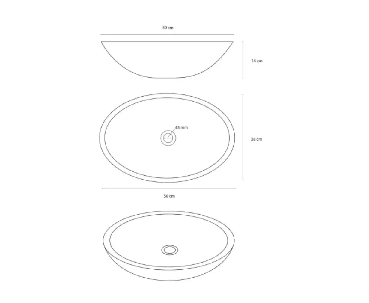 Sanisupreme Differnz Dias Waskom 50X38X14Cm Licht Beton grijs