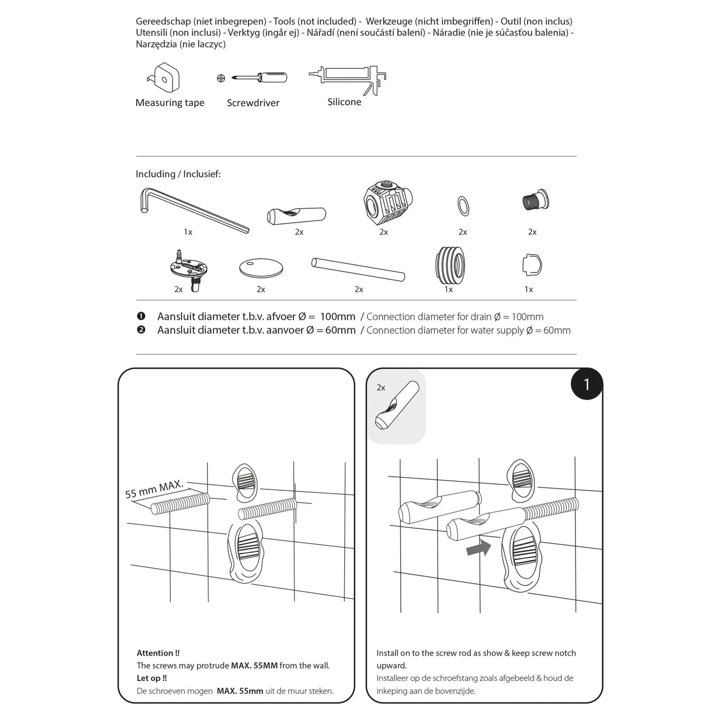 SaniSupreme Differnz wandcloset Spoelrandloos 51.5 x 35.5cm incl. softclose zitting mat wit