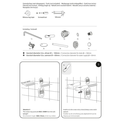 SaniSupreme Differnz wandcloset Spoelrandloos 51.5 x 35.5cm incl. softclose zitting mat wit
