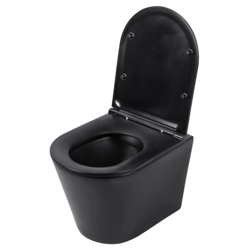 SaniSupreme Differnz wandcloset Spoelrandloos 51.5 x 35.5cm incl. softclose zitting mat zwart