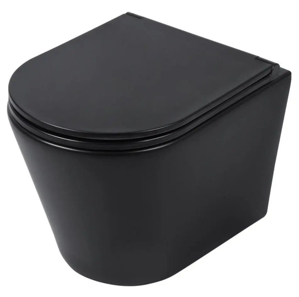 SaniSupreme Differnz wandcloset Spoelrandloos 51.5 x 35.5cm incl. softclose zitting mat zwart