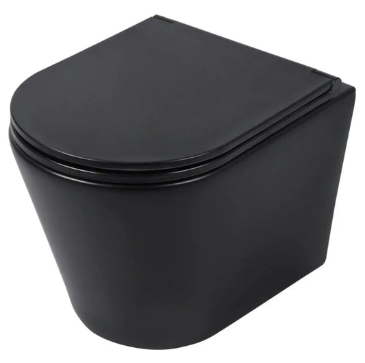 SaniSupreme Differnz wandcloset Spoelrandloos 51.5 x 35.5cm incl. softclose zitting mat zwart