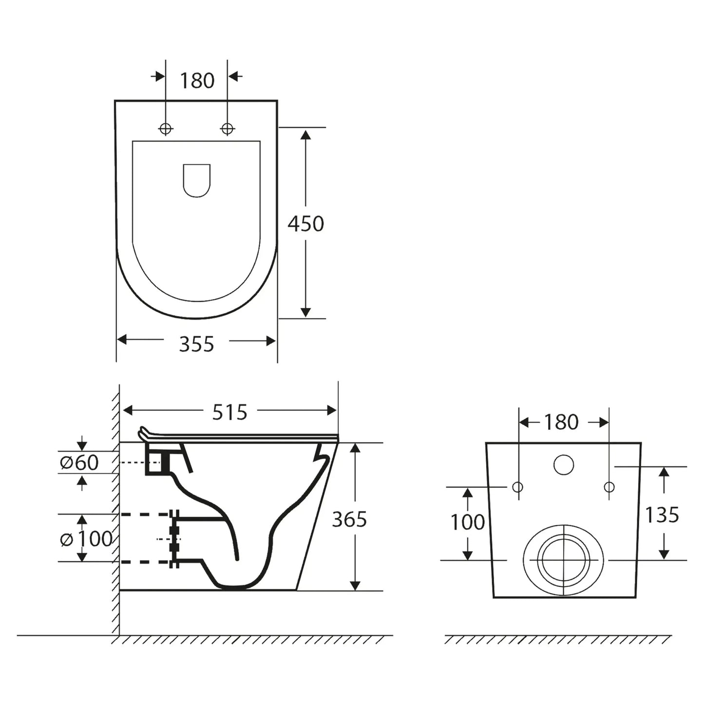 SaniSupreme Differnz wandcloset Spoelrandloos 51.5 x 35.5cm incl. softclose zitting wit glans