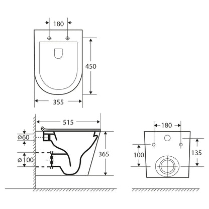 SaniSupreme Differnz wandcloset Spoelrandloos 51.5 x 35.5cm incl. softclose zitting wit glans